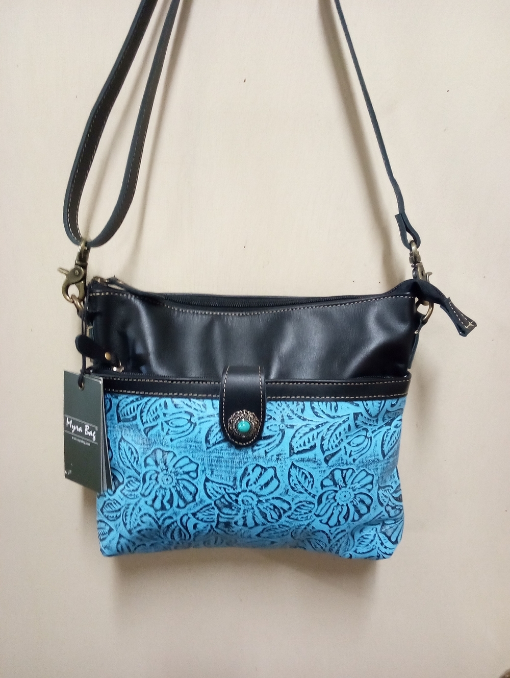 NWT Myra Bag Co Blue Tooled Leather Purse